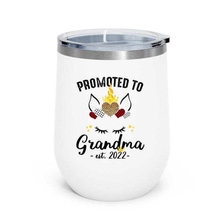 Promoted To Grandma 2022 Grandmother Unicorn Family Matching Wine Tumbler