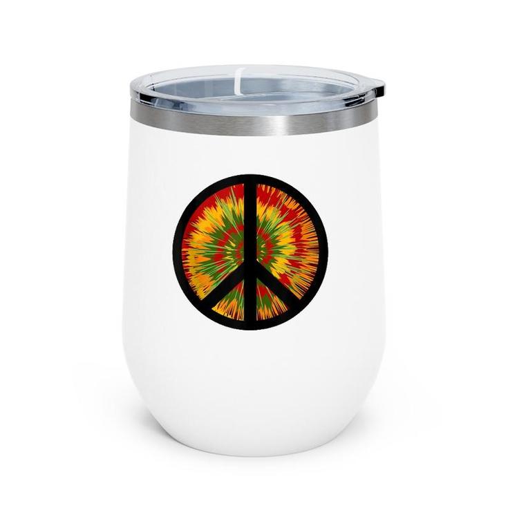 Psychedelic Trip Peace Sign 60'S 70'S  Wine Tumbler