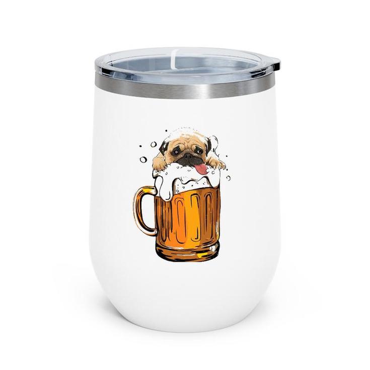Pug Dog Beer Drinking  Funny Cute Dog Lovers Gifts Wine Tumbler