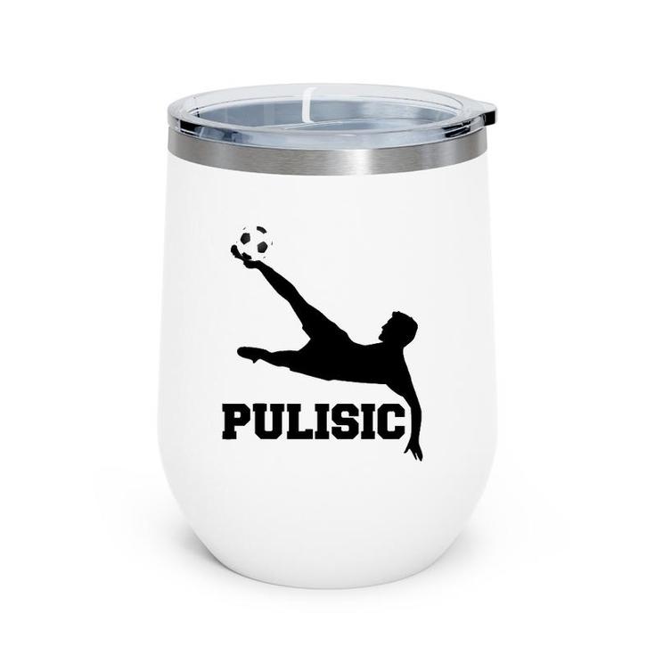 Pulisic Soccer Football Fan Silhouette And Football S Wine Tumbler