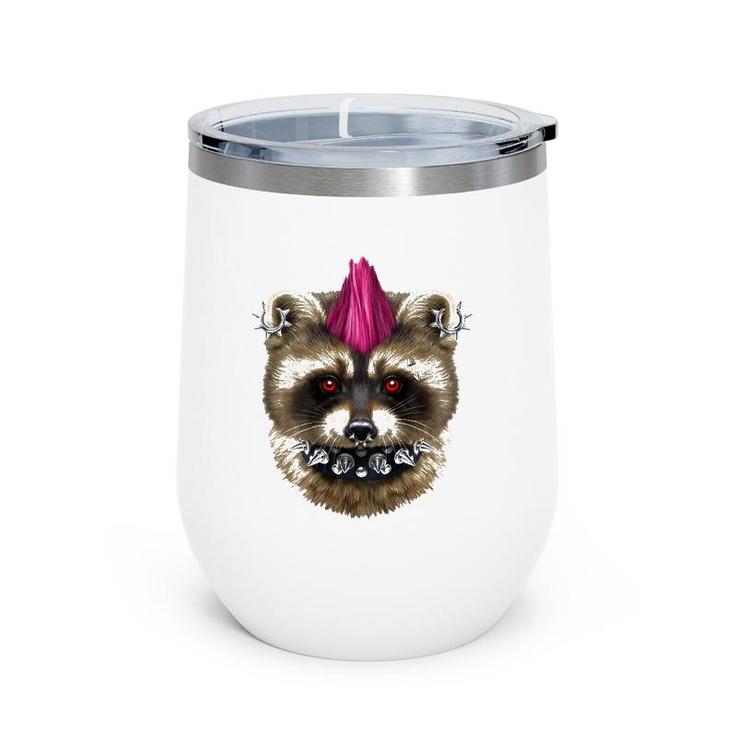 Punk Rock Raccoon With Mohawk And Heavy Metal Makeup Wine Tumbler
