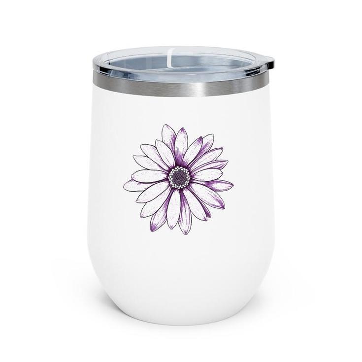 Purple Daisy Flower Lovers Gift Wine Tumbler