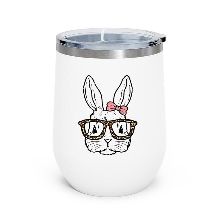 Rabbit Bunny Wearing Leopard Glasses Cute Easter Girls Women Tank Top Wine Tumbler