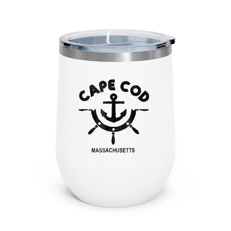 Retro Cape Cod Massachusetts Anchor Distressed Wine Tumbler