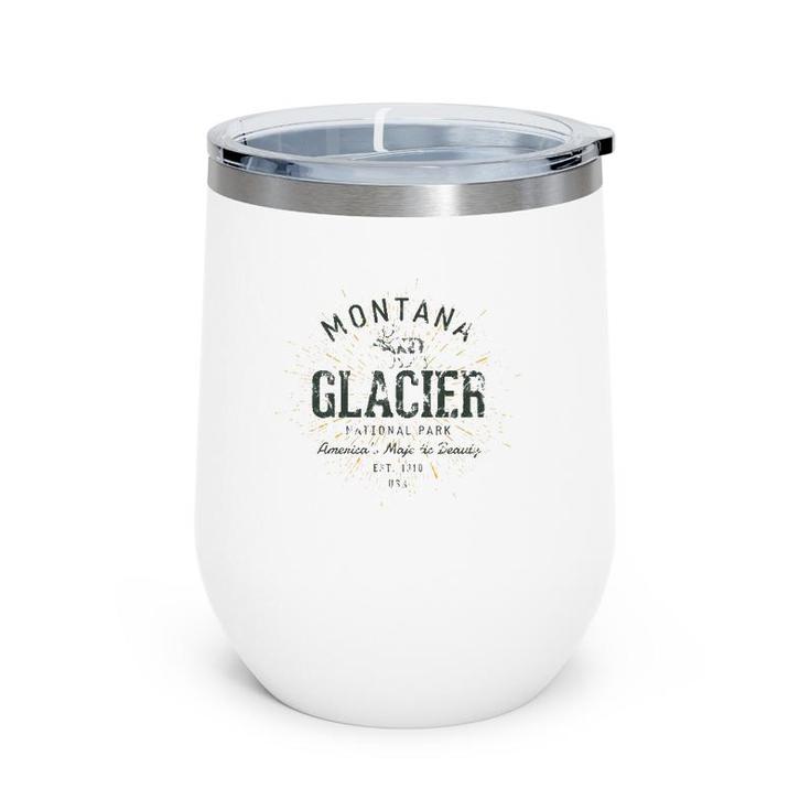Retro Style Vintage Glacier National Park Wine Tumbler