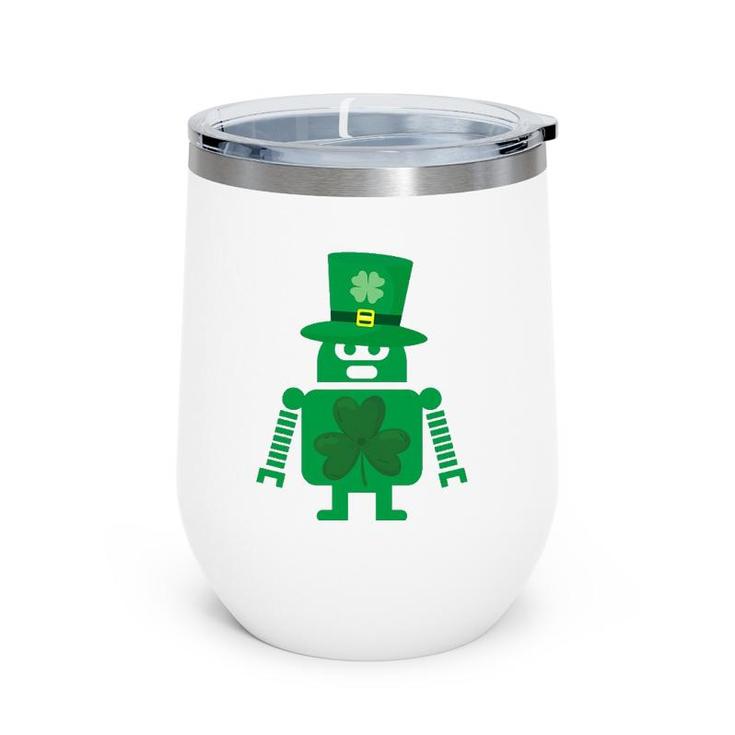 Robot Funny Geeky Leprechaun St Patricks Day Gifts Wine Tumbler