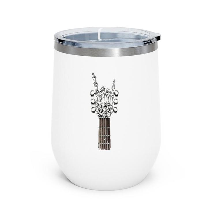 Rock On Guitar Neck - With A Sweet Rock & Roll Skeleton Hand Wine Tumbler