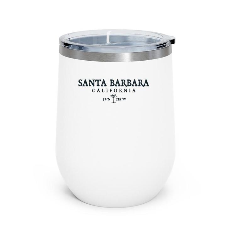 Santa Barbara California Palm Tree Surf Beach Gift  Wine Tumbler