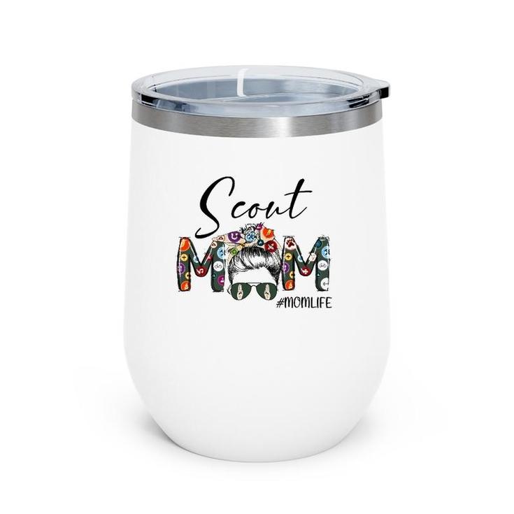 Scouting Scout Mom Life Messy Bun Hair Mother's Day Wine Tumbler