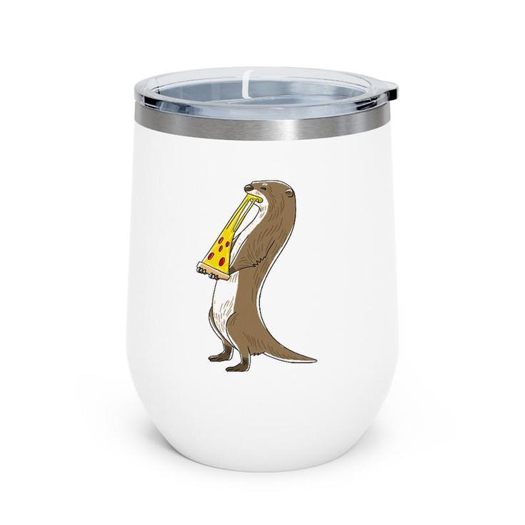 Sea Otter Eating Pizza Funny Animal Snack Food Lover Gift Wine Tumbler