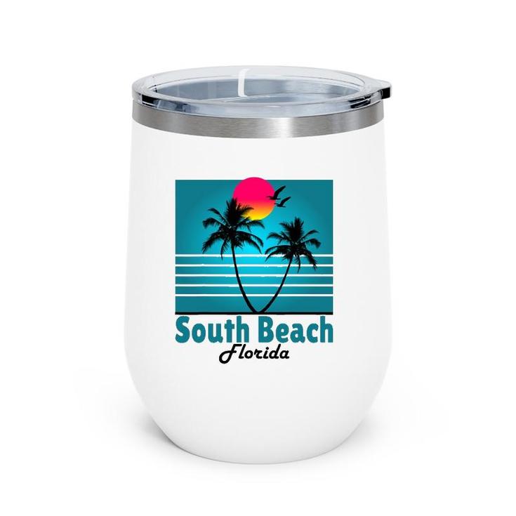 South Beach Miami Florida Seagulls Souvenirs Wine Tumbler