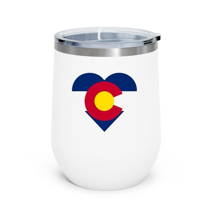 State Of Colorado Flag Heart Gift Novelty Men Women Wine Tumbler