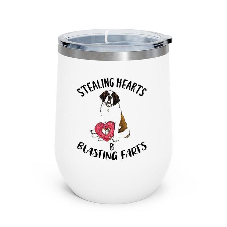 Stealing Hearts Blasting Farts St Bernard Valentine's Day Wine Tumbler