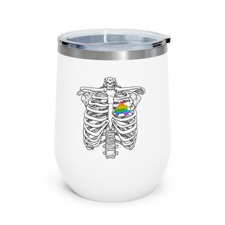 Straight Alliance Ribcage Gift For Straight Ally Pride Flag Wine Tumbler