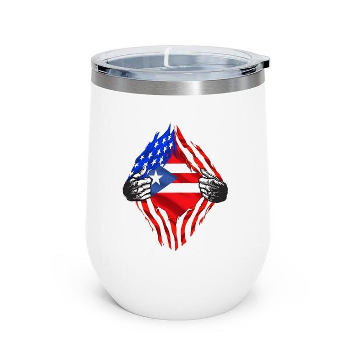 Super Puerto Rican Heritage Puerto Rico Roots Usa Flag Gift Wine Tumbler
