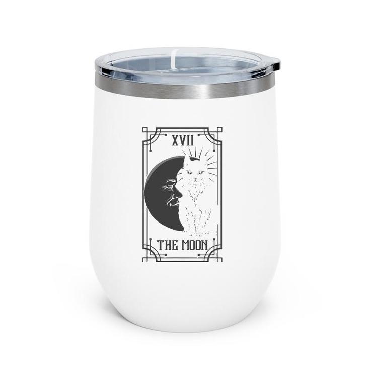 Tarot Card The Moon And The Cat Gothic Pagan Wine Tumbler