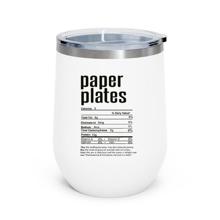 Thanksgiving Christmas Paper Plates Nutritional Facts Wine Tumbler