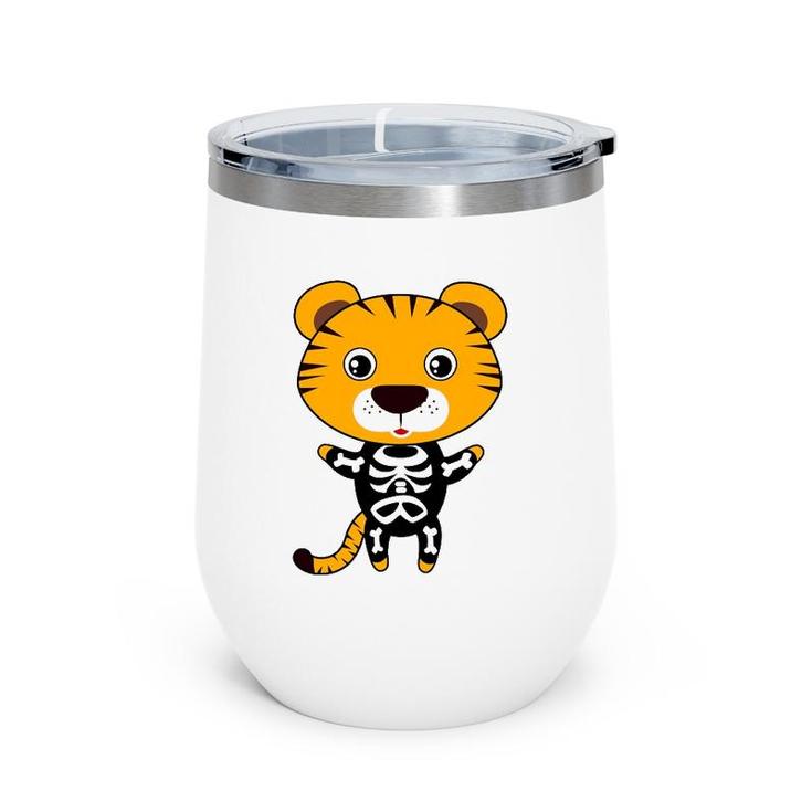 Tiger Skeleton Xray Costume Cute Easy Animal Halloween Gift Wine Tumbler