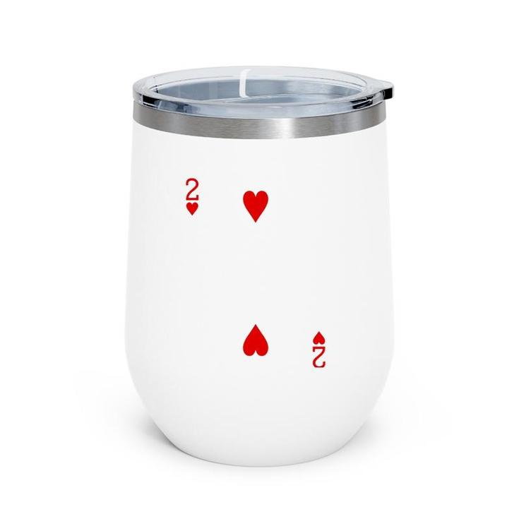 Two Of Hearts Playing Card Wine Tumbler