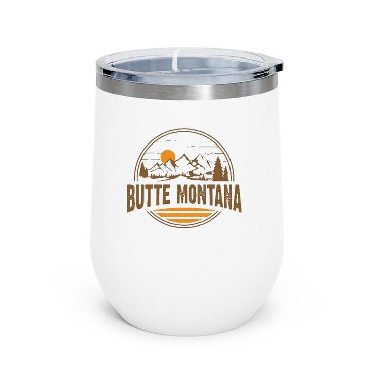 Vintage Butte Montana Mountain Hiking Souvenir Print  Wine Tumbler