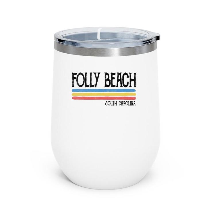 Vintage Folly Beach South Carolina Sc Souvenir Gift  Wine Tumbler