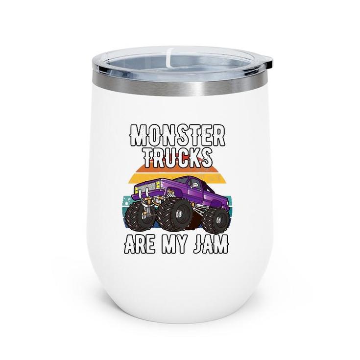 Vintage Monster Truck Are My Jam Boys Girls Birthday Gift Wine Tumbler