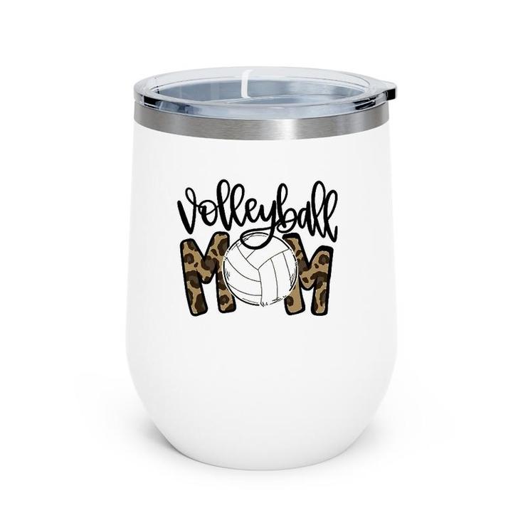 Volleyball Mom Leopard Funny Ball Mom Mother's Day Gift Wine Tumbler