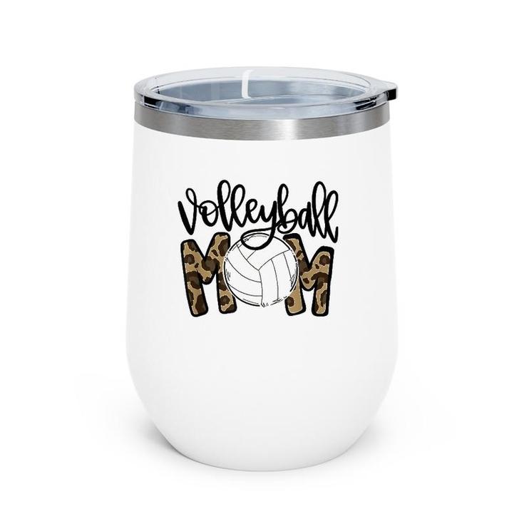 Volleyball Mom Leopard Funny Ball Mom Mother's Day Wine Tumbler