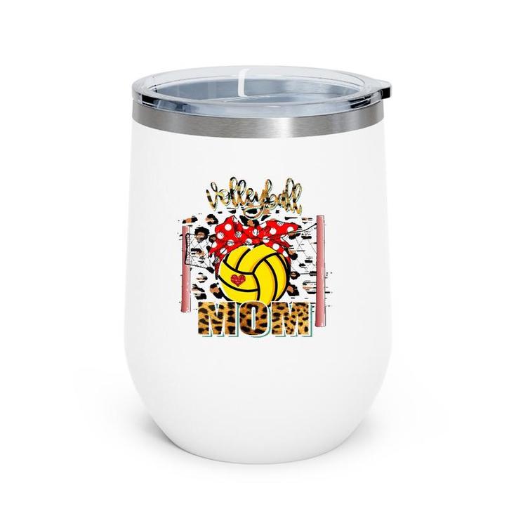 Volleyball Mom Leopard Funny Volleyball Mom Mother's Day Wine Tumbler