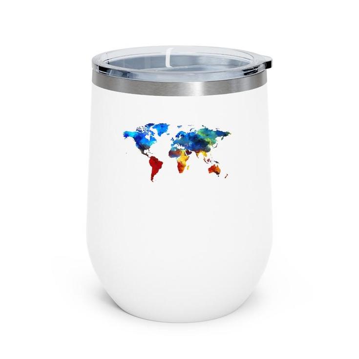 Watercolor World Map For People Who Love The World Wine Tumbler