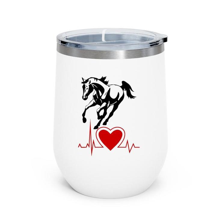 Wild Horse With Pulse Rate Rider Riding Heartbeat Wine Tumbler