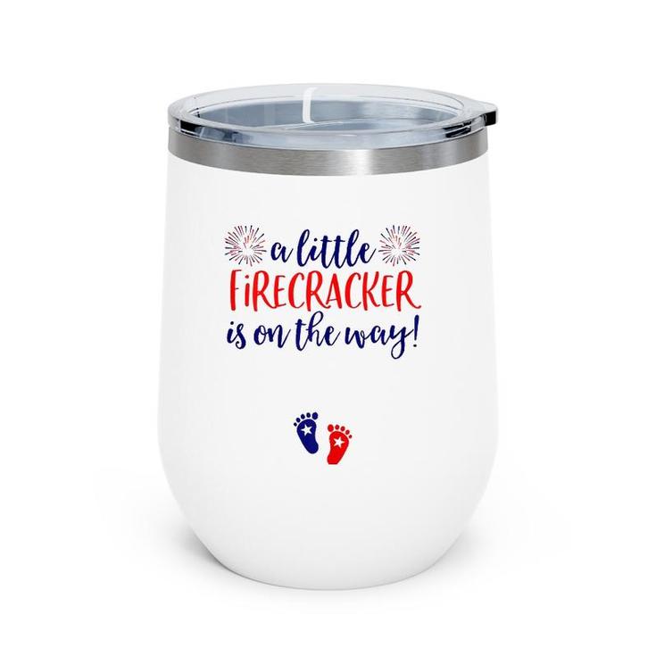 Womens 4Th Of July Pregnancy Announcement Couples Baby Reveal Wine Tumbler