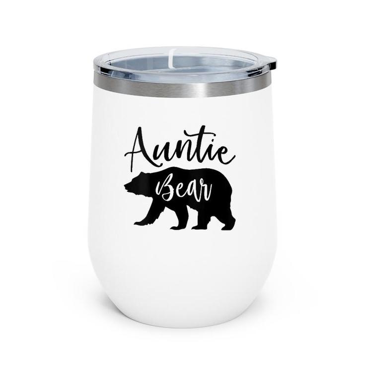 Womens Auntie Bear Mother's Day Gift V-Neck Wine Tumbler