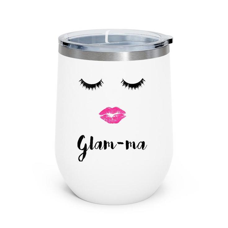 Womens Glam-Ma Grandma Mother's Day Sexy Face Lips Lashes Wine Tumbler