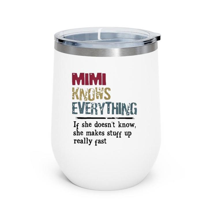 Womens Mimi Knows Everything If She Doesn't Know Gift Wine Tumbler
