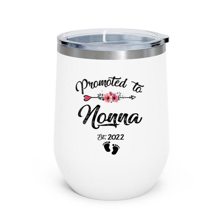 Womens Promoted To Nonna 2022  Mother's Day Pregnancy Women V-Neck Wine Tumbler