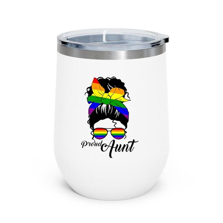 Womens Proud Aunt Mother's Day Gay Pride Lgbt-Q Wine Tumbler