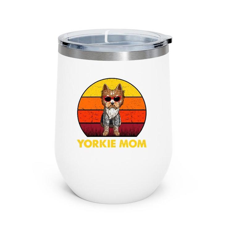 Womens Yorkie Mama Retro Vintage Yorkshire Terrier Yorkie Mom Wine Tumbler