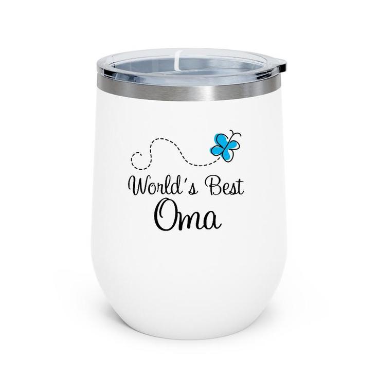World's Best Oma Grandma Butterfly Mother's Day Wine Tumbler