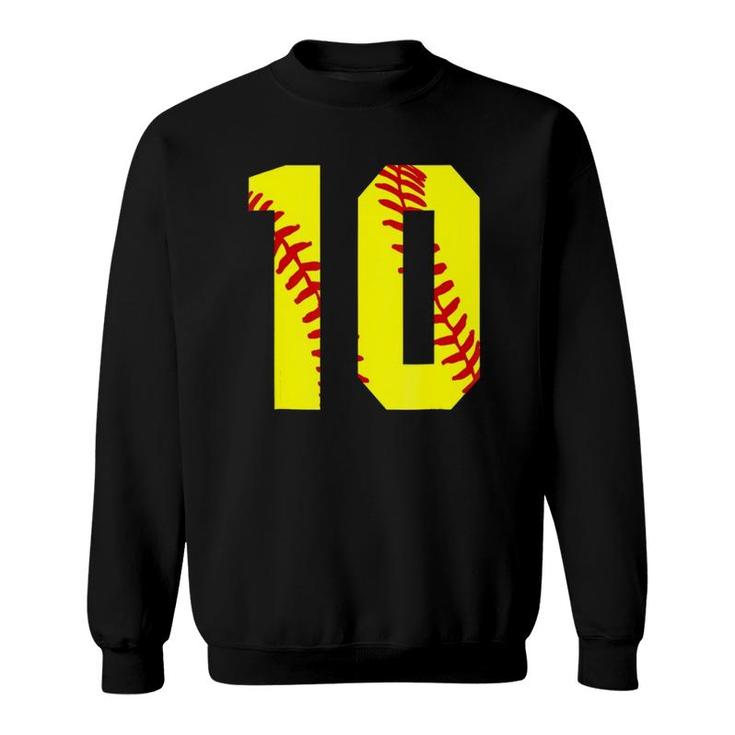 10 Softball Laces 10Th Birthday Fastpitch Softball Mom Sweatshirt