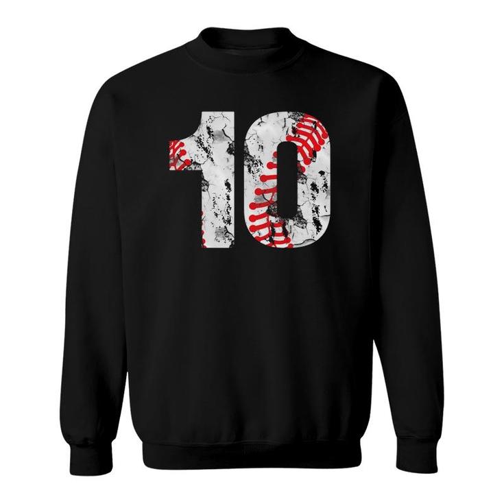 10 Years Old Gifts Number 10 Baseball 10Th Birthday Boy Girl Sweatshirt