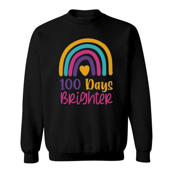 100 Days Brighter Teacher Girls 100 Days Of School Rainbow Sweatshirt