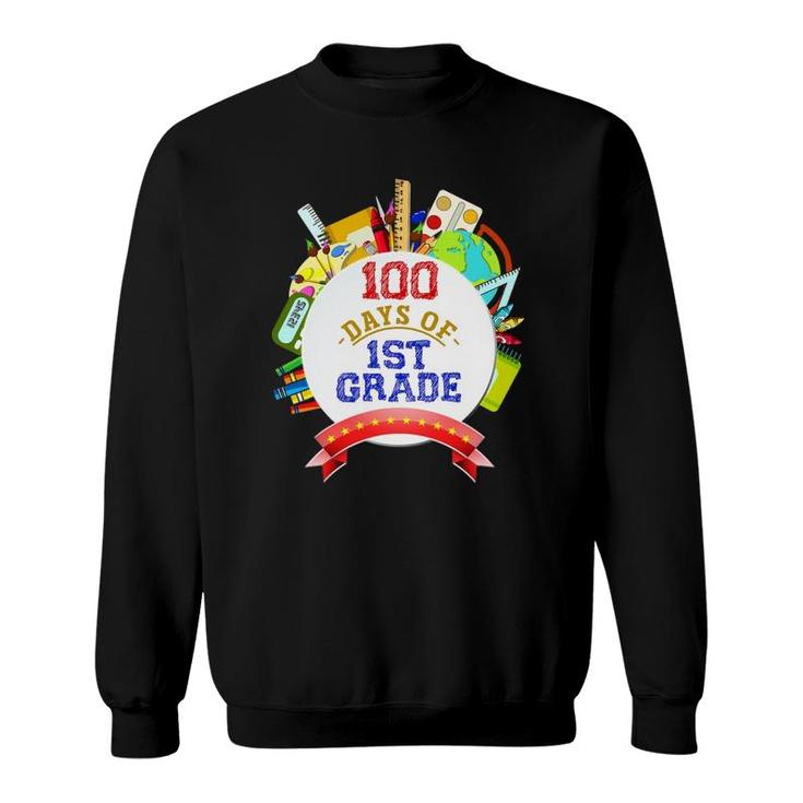 100 Days Of 1St Grade School Student Gift 100 Days Of School Sweatshirt