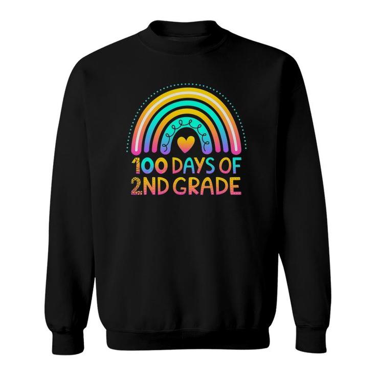 100 Days Of 2Nd Grade 100Th Day Of School Teacher Rainbow Sweatshirt