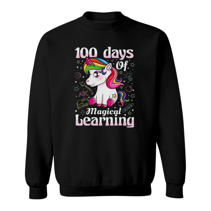 100 Days Of Magical Learning 100Th Day Of School Unicorn Kid Sweatshirt