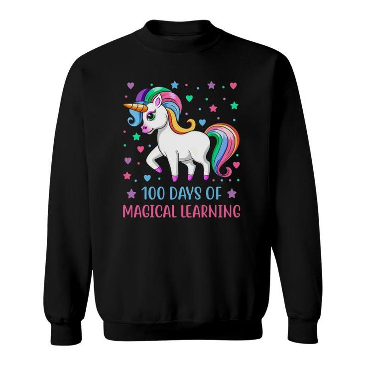 100 Days Of Magical Learning Unicorn 100 Days Of School Girl Sweatshirt