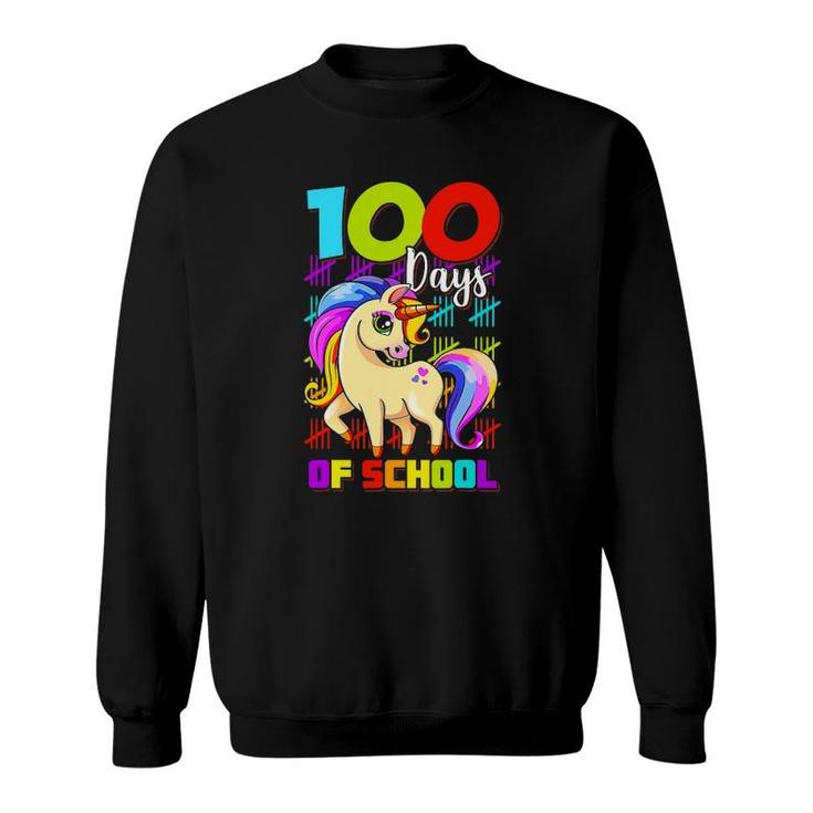 100 Days Of School Unicorn Lover Boys Girls 100 Days Smarter Sweatshirt