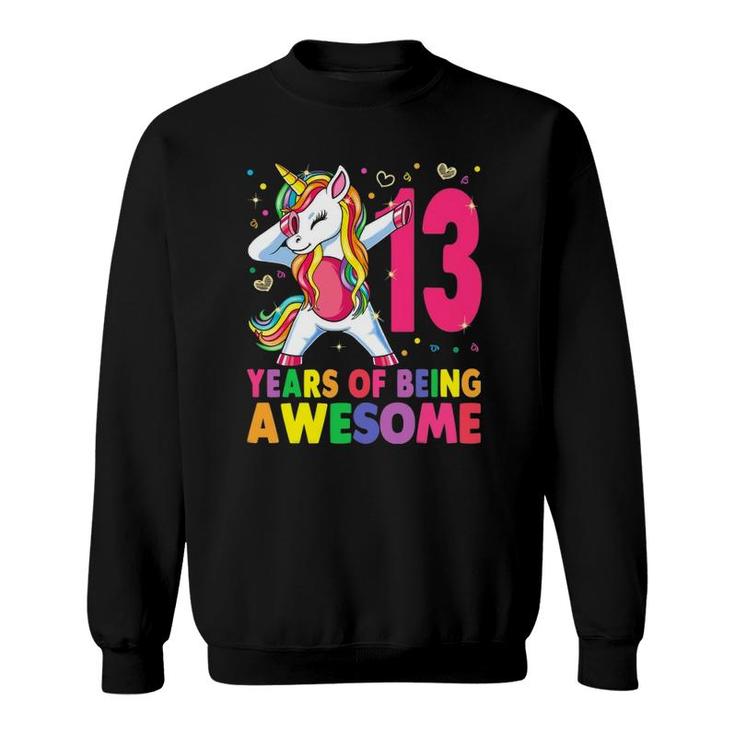 13 Years Old Unicorn Dabbing 13Th Birthday Girl Unicorn Party Sweatshirt