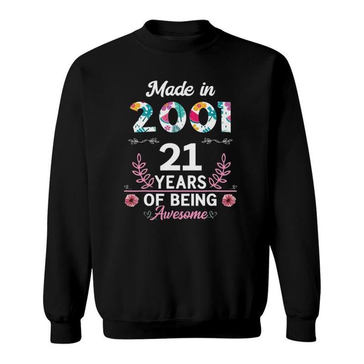 21 Years Old Gifts 21St Birthday Born In 2001 Women Girls Sweatshirt