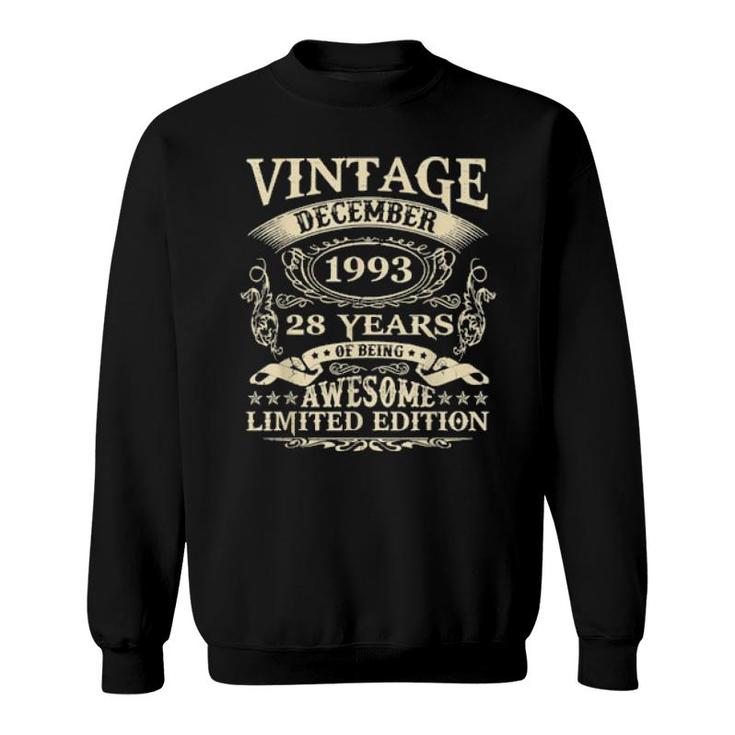 28Th Birthday December 1993 28 Years Old Vintage  Sweatshirt